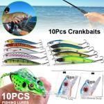 10 Fishing Lures Crankbaits Hooks Minnow Set