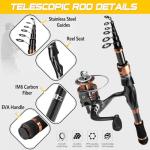 PLUSINNO Bronze Warrior Telescopic Fishing Rod Combo