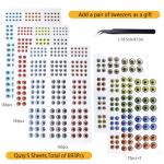 Fishing Lure Eyes Assortment with Tweezer - 693 Pieces