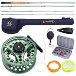 Sougayilang Fly Fishing Rod and Reel Combo, 4 Piece Fly Rod and Die Cast Aluminum Alloy Reel Complete Starter Package with Rod Bag-Green-#5