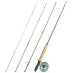 Sougayilang Fly Fishing Rod and Reel Combo, 4 Piece Fly Rod and Die Cast Aluminum Alloy Reel Complete Starter Package with Rod Bag-Green-#5