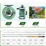 Sougayilang Fly Fishing Rod and Reel Combo, 4 Piece Fly Rod and Die Cast Aluminum Alloy Reel Complete Starter Package with Rod Bag-Green-#5