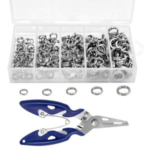 200 Pcs Fishing Stainless Steel Split Rings with Plier Set, Double High Strength Lure Tackle Connector Kit, Mini Split Ring with Plier, Fishing Line Cutting Ring for Freshwater, Saltwater (200+1)