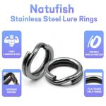 Natufish Split Rings Fishing 50/100Pcs Stainless Steel Black Lure Ring for Link Fishing Hooks Heavy Duty Saltwater Terminal Tackle Connector(Size 2#)