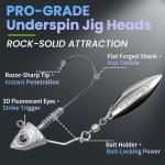 Underspin Swimbait Jig Head, 6-Pack Underspin Jig Heads for Swimbait with Stacked Cone Keeper - 1/8oz, 1/2oz, 1/4oz, 5/14oz, 1/63oz Bass & Saltwater Fishing Lures(5Pcs_Set,1/8 oz_3.5g)