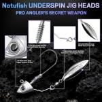 Underspin Swimbait Jig Head, 6-Pack Underspin Jig Heads for Swimbait with Stacked Cone Keeper - 1/8oz, 1/2oz, 1/4oz, 5/14oz, 1/63oz Bass & Saltwater Fishing Lures(5Pcs_Set,1/8 oz_3.5g)