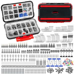 MadBite by KastKing 400-Pieces Freshwater Terminal Tackle Kit, Endorsed by Fishing Expert, Build 19+ Rigs, Fishing Hooks Accessory Kit, Fishing Gear, Weights&Sinkers, Jig Hooks, Floats and Bobber