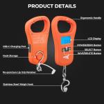 KastKing ToughTide Fishing Scale, USB Charging, 65lb Capacity, Ultra-Thin Digital Fish Scale, LCD Display, Ergonomic Handle, Fish Scales Digital Weight, Fishing Accessories for Men, Orange