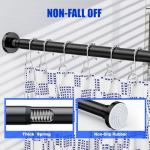 Ausemku Shower Curtain Rod 32-80 Inch Adjustable - 1 Inch Diameter Heavy Duty No drill Spring Tension Shower Rod, Non-Slip Rustproof Telescopic Rod for Bathroom, Black