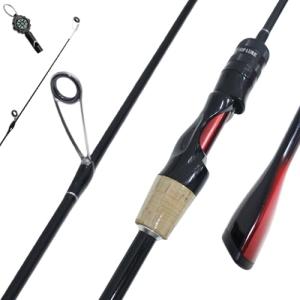 KingKatch Ultralight Fishing Rod 6’0” UL, 2-Piece Spinning & Casting Rod, Carbon Graphite Lightweight Blank, Sensitive Fast Action Trout Rod, Black Fishing Pole with Red Triangle EVA Handle