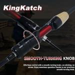 KingKatch Ultralight Fishing Rod 6’0” UL, 2-Piece Spinning & Casting Rod, Carbon Graphite Lightweight Blank, Sensitive Fast Action Trout Rod, Black Fishing Pole with Red Triangle EVA Handle