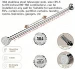 XLRPAT 304 stainless steel telescopic rod (size 35.5" to 63"), no need for drilling, can be installed and removed by rotating, suitable for wardrobes, kitchens, RVs, bathrooms, etc