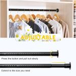 Closet Rod,17 to 96 Inch Adjustable Closet Rods for Hanging Clothes Heavy Duty Closet Hanging Rod Metal Black Closet Poles for Wardrobes