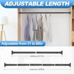CorkLatta Black Shower Curtain Rod 31 to 80 Inch,1 Inch Diameter Adjustable Spring Tension Stainless Steel Telescoping Rod,Easy Install,No Rust