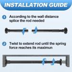 CorkLatta Black Shower Curtain Rod 31 to 80 Inch,1 Inch Diameter Adjustable Spring Tension Stainless Steel Telescoping Rod,Easy Install,No Rust