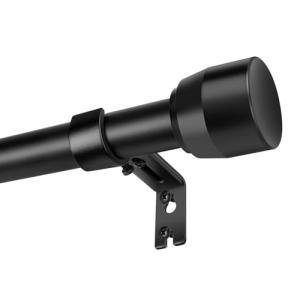 Matte Black Curtain Rod Itself is 30-144 inch 2 Pack, Fit 30 to 142, 66 to 120 inch Windows with 1 Inch Diameter Heavy Duty Adjustable Telescopic Rod, 1 Inch Diameter Splicing Extra Long