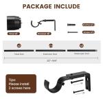 Matte Black Curtain Rod Itself is 30-144 inch 2 Pack, Fit 30 to 142, 66 to 120 inch Windows with 1 Inch Diameter Heavy Duty Adjustable Telescopic Rod, 1 Inch Diameter Splicing Extra Long