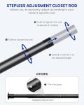 Supforce Closet Rods for Hanging Clothes, 17 to 84 Inches Stepless Adjustable Metal Closet Rod, 1.3 Inches Heavy Duty Clothes Hanging Rod for Closet Wardrobes Laundry RV, Black