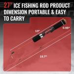 WIDDEN Ice Fishing Rod and Reel Combo, 27" Medium Light Spinning Ice Fishing Pole, Gear with Line and Lures for Trout, Bass, Walleye