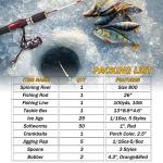 Dr.Fish Ice Fishing Rod and Reel Combo, Ice Fishing Pole Gear Spinning Reel Equipment Set Backpack Chair Jigs Lures Accessories