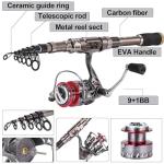 Sougayilang Fishing Rod and Reel Combos - Carbon Fiber Telescopic Fishing Pole - Spinning Reel 12 +1 BB with Carrying Case for Saltwater and Freshwater Fishing Gear Kit-S1.8+20