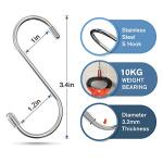 Myfolrena 20 Pack S Hooks for Hanging, 3.4 Inch Metal S Shaped Hook Heavy Duty Hanging Hooks for Pots, Pans, Plants, Bags, Cups, Clothes (Silver)