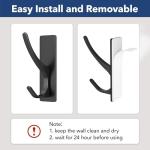 pickpiff Self Adhesive Coat Hooks for Hanging: Heavy Duty Stainless Wall Hook for Towel, Backpack, Hat, Sturdy Metal Hanger for Bathroom, Bedroom, Door, 4-Pack, Matt Black