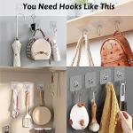 DKHDBD Large Adhesive Hooks, 16-Pack Hold 33lb(Max) Heavy Duty Sticky Hooks, Waterproof Transparent Hooks for Hanging, Self-Adhesive Traceless Clear Wall Hooks to Use for Keys Robe & Towel