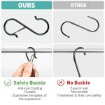 12 Pcs S Hooks for Hanging Heavy Duty, 3.5-inch Heavy Duty Metal S Hook with Safety Buckle, Suitable for 0.5 inch Rods, S Hook for Hanging Plants, Closet, Kitchen Utensil, Pot, Pan, Bags