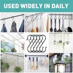 12 Pcs S Hooks for Hanging Heavy Duty, 3.5-inch Heavy Duty Metal S Hook with Safety Buckle, Suitable for 0.5 inch Rods, S Hook for Hanging Plants, Closet, Kitchen Utensil, Pot, Pan, Bags