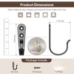 BREYDROK 20-Pack Towel Hooks for Bathroom, Heavy Duty Black Metal Wall Hooks for Robe, Coat, Kitchen, Closet, Garage Organizer