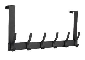 Optish Over The Door Hooks, Door Hanger Hooks for Hanging, Over The Doors Towel Racks for Bathroom with 12 Coat Hook, Coat Rack Dorm Essentials Bathroom Accessories（1 Pack, Black）