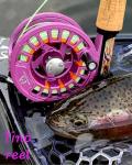 Maxcatch Tino Fly Fishing Reel, Large Arbor All Aluminum with CNC Cutting Trout Fly Reels, 3/4 5/6 7/8wt (Reel with Line Pre-Loaded (Purple), 5/6wt)
