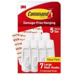 Command 5 lb Large Utility Hooks, 7 Hooks and 12 Strips, Damage-Free Hanging Wall Hook with Adhesive Strips, No Tools Required, Great for Home Kitchen Office Organization