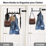 Optish Over The Door Hooks, Door Hanger Hooks for Hanging, Over The Doors Towel Racks for Bathroom with 12 Coat Hook, Coat Rack Dorm Essentials Bathroom Accessories（1 Pack, Black）
