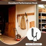 BREYDROK 20-Pack Towel Hooks for Bathroom, Heavy Duty Black Metal Wall Hooks for Robe, Coat, Kitchen, Closet, Garage Organizer