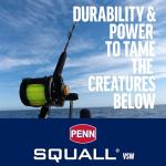 PENN 1292938 Squall Lever Drag 2-Speed Trolling Fishing Reel, 890/50, black, IGFA50, SQL50VSW