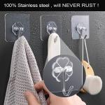 ZESLMG Adhesive Wall Hooks for Hanging, 16 Pack Self Sticky Hooks Heavy Duty 22lb Clear, Removable Shower Hook No Damage for Towel Key Coat Wreath Picture Outdoor Ceiling Bathroom Kitchen, Waterproof