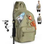 KastKing Karryall Sling Tackle Bag–Fishing Sling Pack,Fishing Backpack With Rod Holder,MOLLE System,Soft Bait & Gear Storage