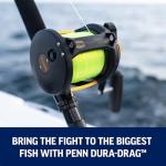 PENN 1292938 Squall Lever Drag 2-Speed Trolling Fishing Reel, 890/50, black, IGFA50, SQL50VSW