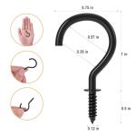 RELBRO Screw Hooks, 1 Inch Metal Screw in Cup Hooks, Black, 100 Pcs