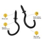 RELBRO Screw Hooks, 1 Inch Metal Screw in Cup Hooks, Black, 100 Pcs
