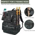 MATEIN Fishing Backpack, Water Resistant Fishing Tackle Box Bag with Rod Holders & Cooler, Gear Gifts for Men