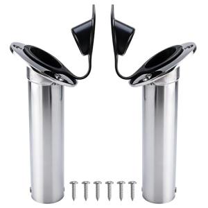 NovelBee 2pcs Fishing Rod Holders with Rubber Cap and Mounting Screws,Stainless Steel Flush Mount Rod Holder for Fishing Boat (30 Degree)