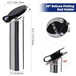 NovelBee 2pcs Fishing Rod Holders with Rubber Cap and Mounting Screws,Stainless Steel Flush Mount Rod Holder for Fishing Boat (30 Degree)