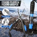 PLUSINNO Waterproof Sling Tackle Bag For Fishing Gear With Tackle Boxes & Rod Holder, Gifts for Men With Fishlures, Pliers, Fish Lip Gripper, Black Camo Fishing Backpack