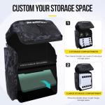 PLUSINNO Fishing Backpack with Rod Holders, 42L Large Water-Resistant Tackle Bag for Fishing, Camping, Hiking, Gifts, Black Camouflage., 36 cm x 25 cm x 45 cm, Daypack