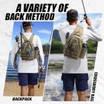 Piscifun Fishing Tackle Backpack with Rod & Gear Holder, Lightweight Outdoor Storage Bag, Water-Resistant Multifunctional Fishing Shoulder Pack, Khaki