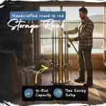 Rush Creek Creations Round 16 Fishing Rod Storage Rack - Features Traditional Handcrafted Wood Post - No Tool Assembly, Wood Grain Laminate