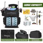 Shupaii Large Fishing Backpack, Waterproof fishing bag with Rod Holders, 45L Tackle Box Backpack, Fishing Gear Gifts for Men
